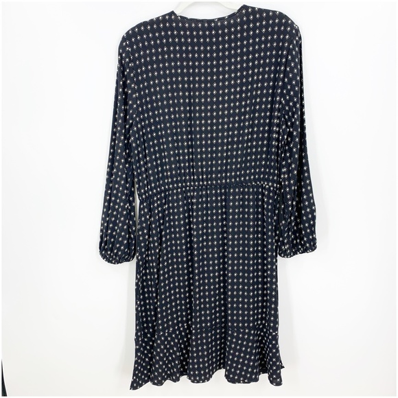 Old Navy Long Sleeve Waisted Black Printed Dress Sz L - Picture 2 of 10